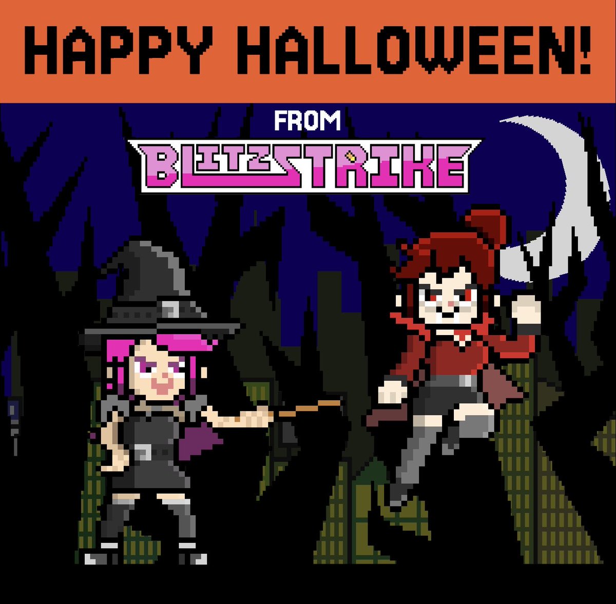 BlitzstrikeGame's tweet photo. Cauldron's bubbling, fangs are out, and even garlic is too afraid to show up. 😱🩸

Happy #Halloween from #Blitzstrike! 🎃👻

#indiegame #pixelart #steam https://t.co/e2XSFOgoWs