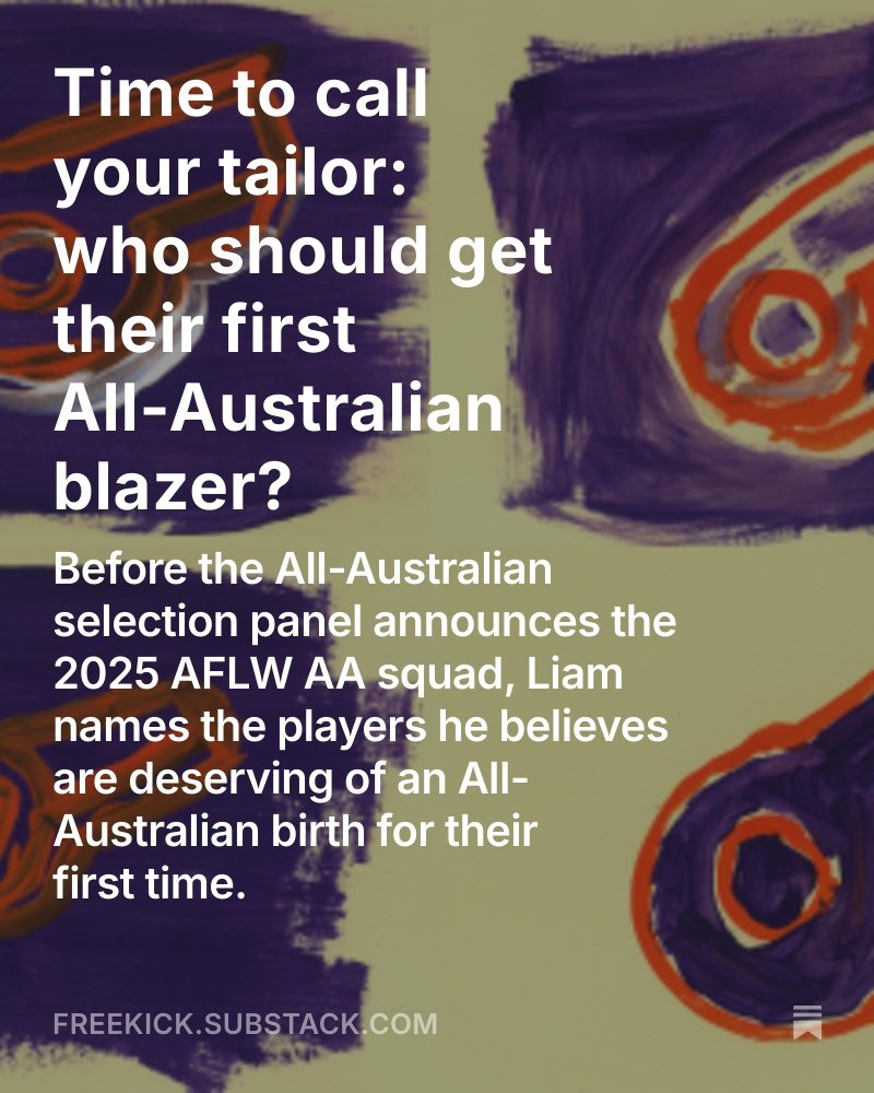 Season 2025 of the AFLW has been filled with breakout players, but who is deserving of a spot in the All-Australian team?

In an article over on the @FreekickWPod website, I pick the players I believe are worthy of their first All-Australian blazer 🧥🧥

🔗👇