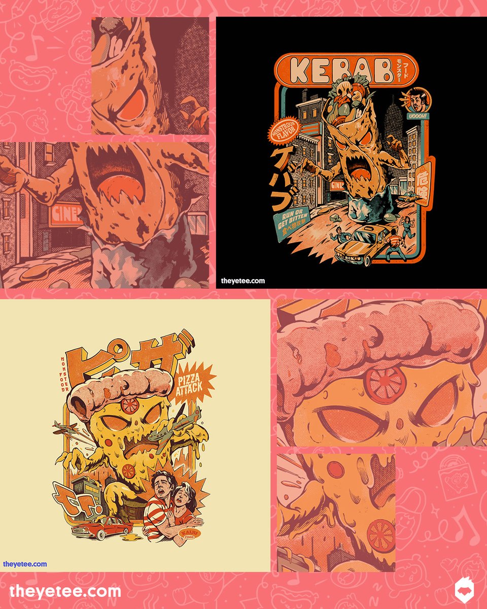 NEW! We've got Kebab Attack and Pizza Attack designed by @studioIlustrata both #dailytees available for 24 hours only at https://t.co/ZD8ueXz0ra