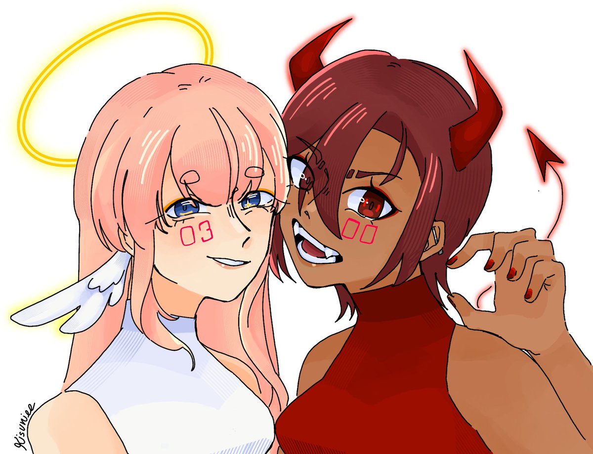 happy halloween meiluka nation… i can be your angle...or yuor devil #MEIKO #巡音ルカ #ルカメイ