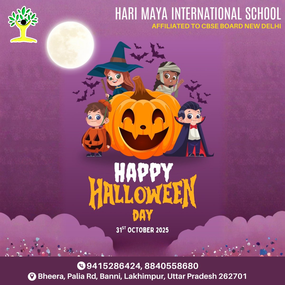 HMISCHOOLLMP's tweet photo. HAPPY HALLOWEEN DAY 🎃🧛‍♂️🔮
.
Contact Us☎️ :- +91 94152 86424
Visit Us 🌐:-www.harimayainternationalschool.ac.in
Address📍 :- Bheera, Palia Rd, Banni, Lakhimpur, Uttar Pradesh 262701
.
#Halloween #Halloween2025 #HalloweenCostumes #HalloweenMakeup #TrickOrTreat #HalloweenParty https://t.co/qaoRtEydGW