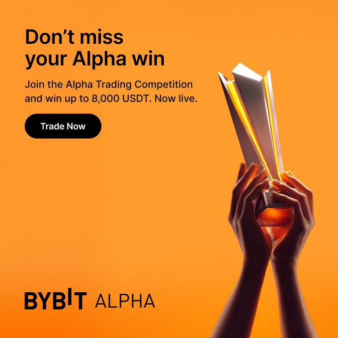 cryptoerahub's tweet photo. 🏆 Trade on Bybit Alpha, climb the leaderboard, and win up to 8,000 USDT in each round.

5 rounds. Hundreds of winners. 600,000 USDT up for grabs.

🗓️ Oct 30, 2025 – Dec 31, 2025

Join the Alpha Trading Competition →https://t.co/ywBTDVfQt7

#Bybit #CryptoArk #Solana https://t.co/wawbojzKOd