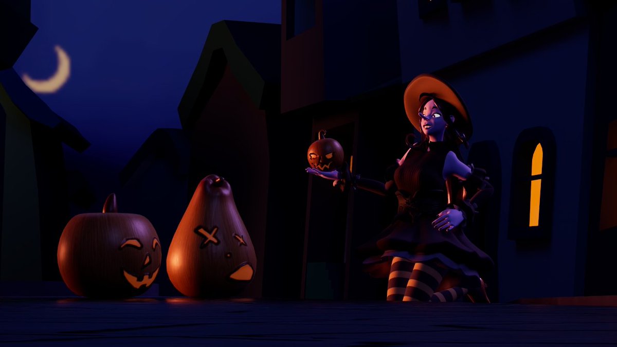 TheSketchMasked's tweet photo. Happy Halloween! 🎃
Come closer! Clemencia will give you a pumpkin for her birthday 🤥🎉
.
.
.
#3DCG #3dart #3Dmodel #3D #pumpkin #oc #halloween #witch #character https://t.co/P3wFZGsKVV