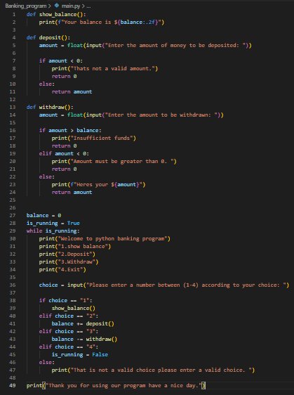 ArghaPatra22926's tweet image. Python banking program #python #DevCommunity #CONNECT #Ecommerce