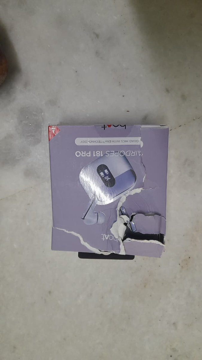 KChander09's tweet photo. @RockWithboAt @PiyushGoyalOffc @PiyushGoyal 
Ord. ID 8764678
Airdopes 181 Pro Lilac Serenity
I have received empty box without earbuds. after complaint with picture through email to @RockWithboAt I haven't received &amp; positive response till now.
Please look into this matter. https://t.co/TQ3uxoM45Q