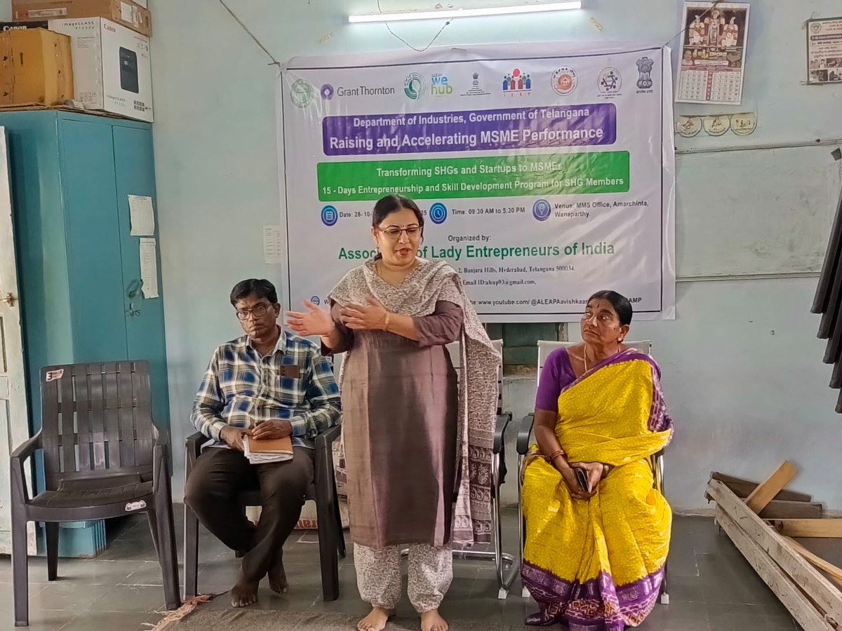 ALEAP is organizing a 15- (ESDP) for SHG Members under the RAMP Project at MMS Office, Amarchinta, Wanaparthy. 28.10.2025 to 14.11.2025.
This program aims to build entrepreneurial skills, promote self-employment, and empower SHG women to become successful micro-entrepreneurs.