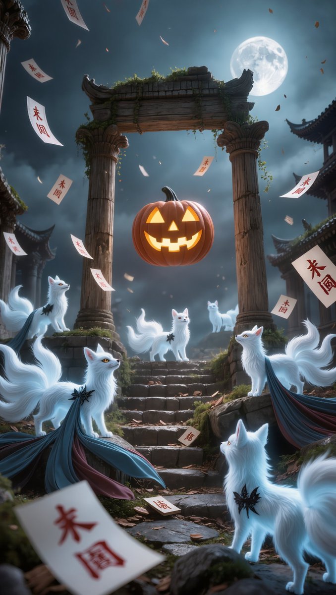 qwmlglb's tweet image. 宙に舞うお札を見かけたら、笑ってね。それは彼らの挨拶だから。 #ハロウィン