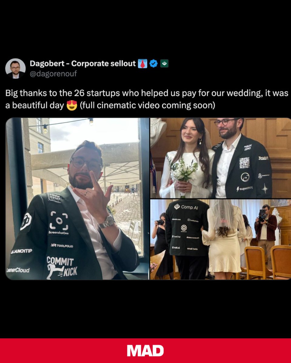 mobileappdaily's tweet image. When AI startups became the best man… and the best sponsors.

@dagorenouf