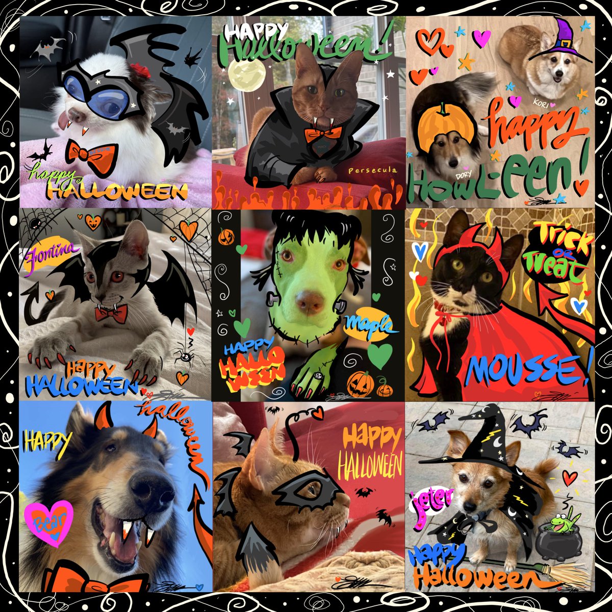 HaPpyhALLowEen each and every one of you 🎃🦇🧡
#erinsart #love #fun #erinscat #illdrawyourpet #halfhourwarmup #halloween #pets <a href="/Procreate/">Procreate</a>