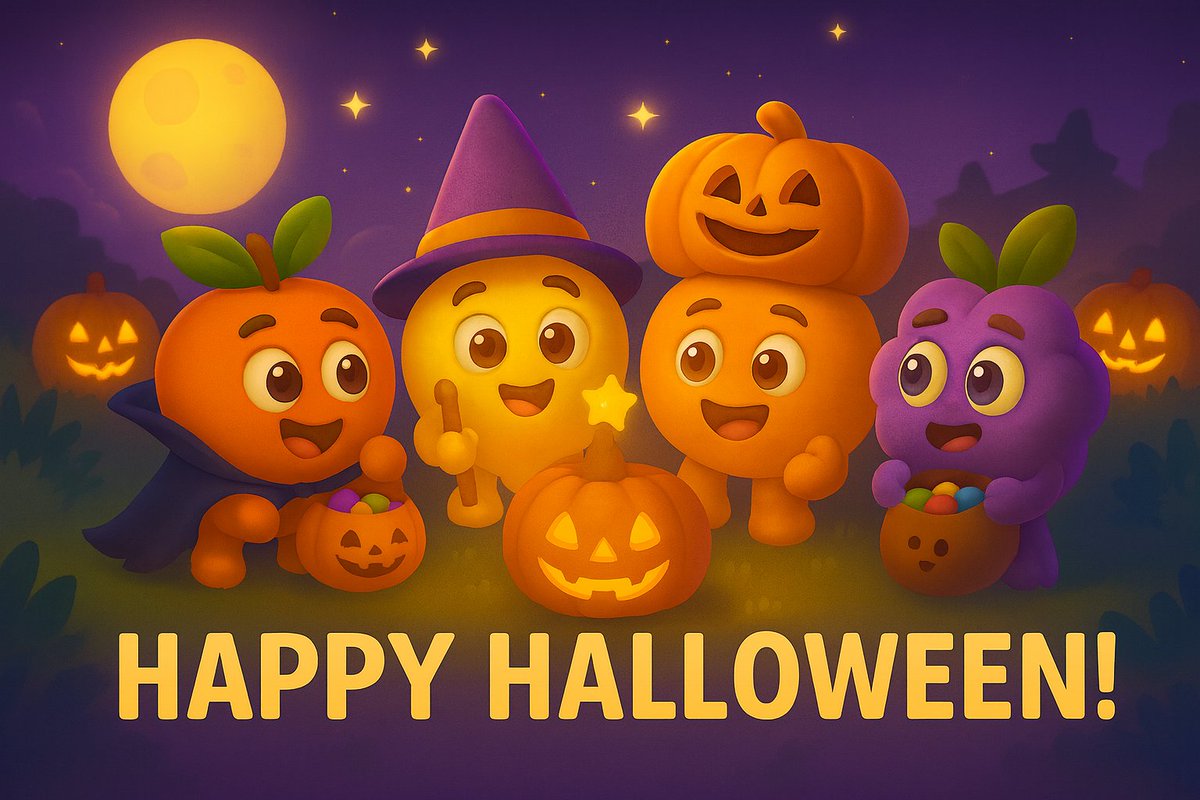 🎃 Happy Halloween from the Poplings! 👻
The fruits are all dressed up and ready for treats 🍬🍎🍋🍊🍇
No tricks — just sweet combos and spooky fun tonight! ✨

💬 Who’s got the best costume? Vote below 👇
🎮 Play inside Telegram: t.me/sagapop_bot
👥 Join the community: