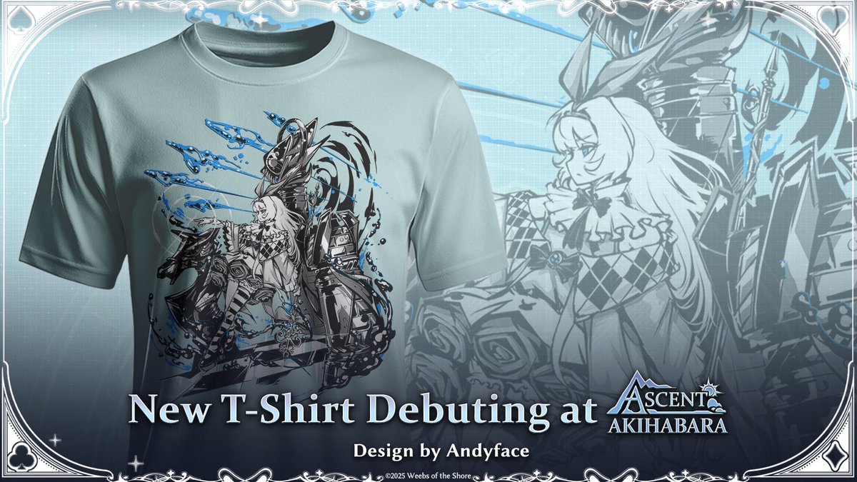 grandarchivetcg's tweet photo. We have new T-Shirts featuring Alice and Diana, with artwork by @Drewbiepie, debuting at Ascent Akihabara! https://t.co/PtJp1JPEdl