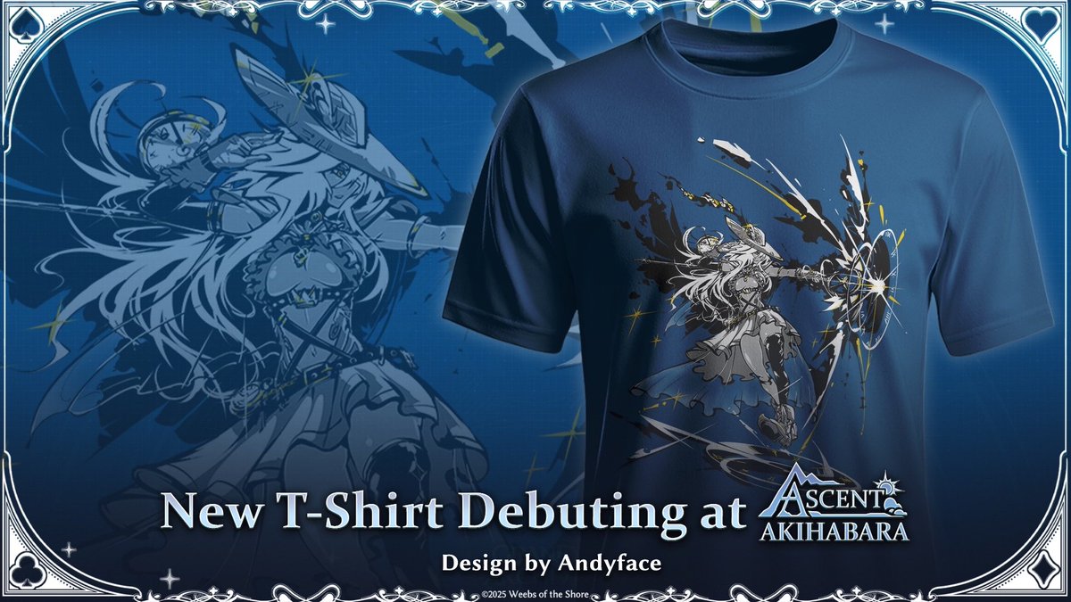 grandarchivetcg's tweet photo. We have new T-Shirts featuring Alice and Diana, with artwork by @Drewbiepie, debuting at Ascent Akihabara! https://t.co/PtJp1JPEdl