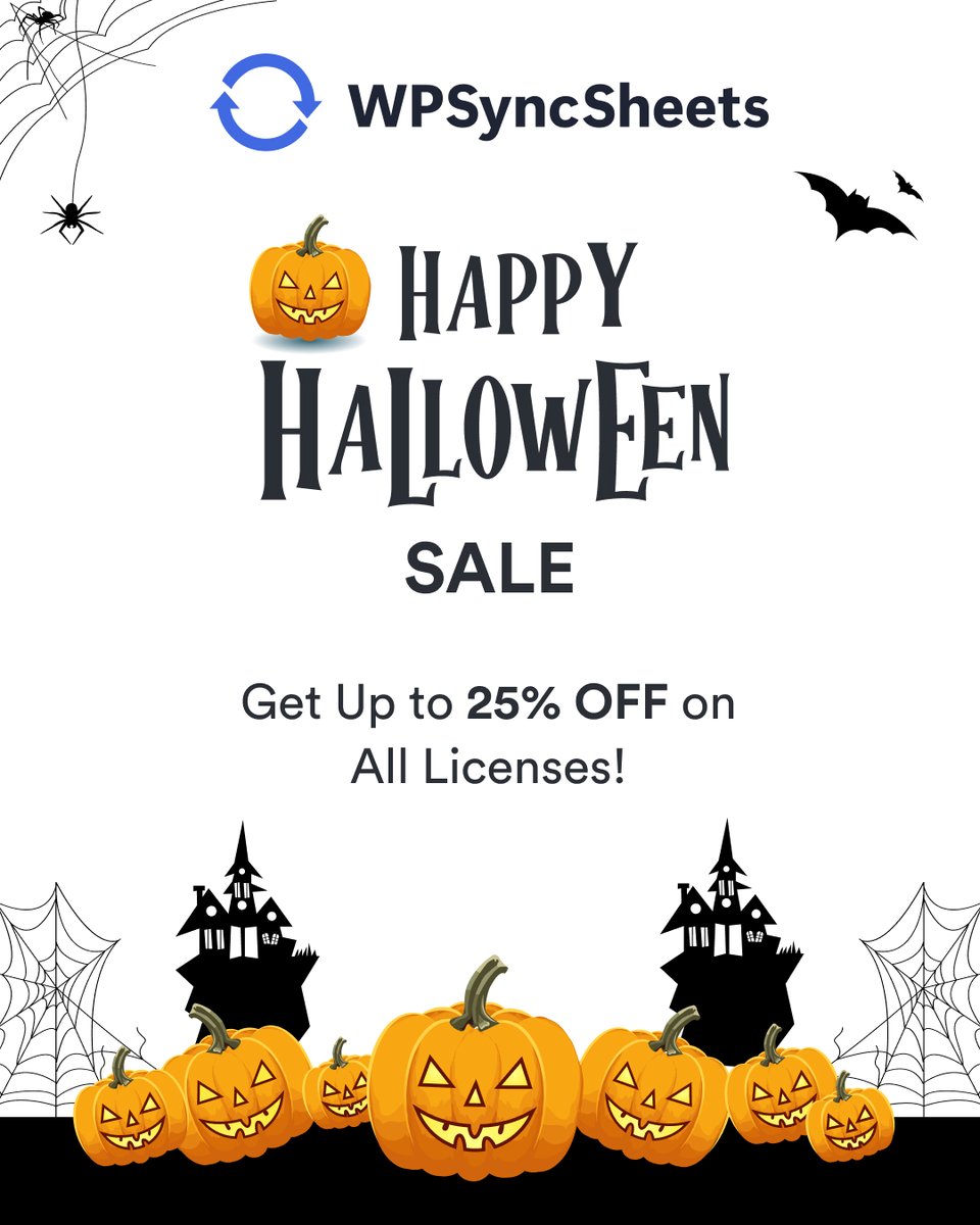wpsyncsheets's tweet image. 🕸️ HAPPY HALLOWEEN SALES ✨

🎃 No tricks, just treats! Get up to 25% OFF on all licenses this Halloween! 👻 Don’t miss out—these spooky savings vanish soon!

👉 [Claim your discount now] 🔗 wpsyncsheets.com/plugins/

#HalloweenSale #SpookyDeals #WPSyncSheets #limitedtimeoffer