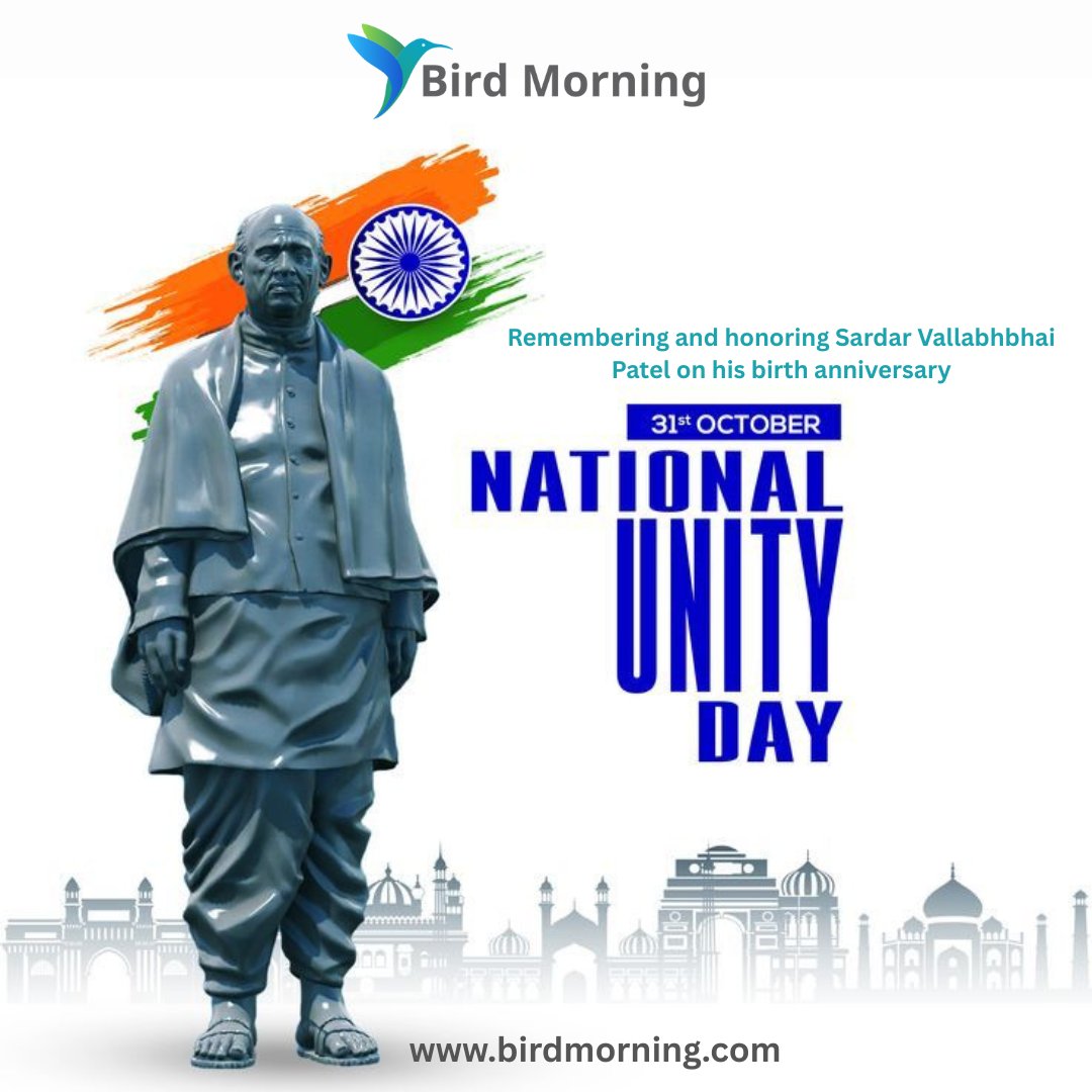 Honoring Sardar Vallabhbhai Patel — the symbol of unity, strength, and integrity. 💪✨

#NationalUnityDay #SardarVallabhbhaiPatel  #UnityInDiversity 🌍 #ProudToBeIndian #IndiaStrong  #CorporateValues #InspirationForAll #31October #IronManOfIndia #birdmorningsolutions
