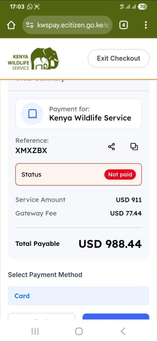 Here is <a href="/KWSKenya/">Kenya Wildlife Service</a> new payment process rundown:
1.Introduced 8.5%  gateway fee per ticket 
2. Their forex rate is  Ksh 135/USD (market says 129)
3. Cancelled bank transfers ; you can only pay via Card or  M-Pesa. 
 #Freethepark #AbolishKWSGatewayFee