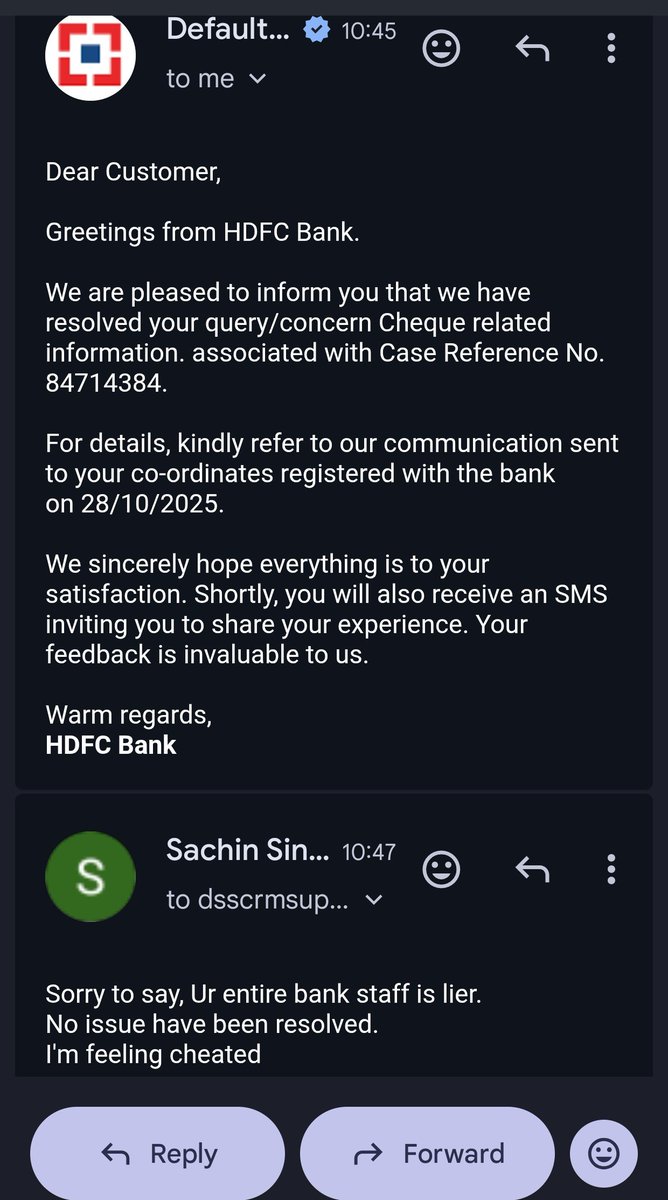 Sachin08IND's tweet image. .@HDFCBank_Cares
@HDFC_Bank
As I stated.
Ur complete bank staff is bunch of liars &amp;amp; Pathetic to deal with.
They have reported Complaint closure on their own without my consent &amp;amp; resolving the issue actually.

Sorry to say but
STANDARD of HDFC Banking is getting worse day by day.