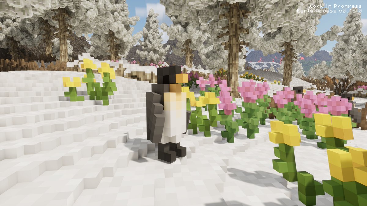 Tooley1998's tweet image. Soon you&apos;ll be able to find Penguins and Bighorn Sheep inhabiting the Snowy Mountains biome in Lay of the Land 🐧🐏 #gamedev #indiedev #voxelgame #voxelart #voxel #procedural #UnrealEngine