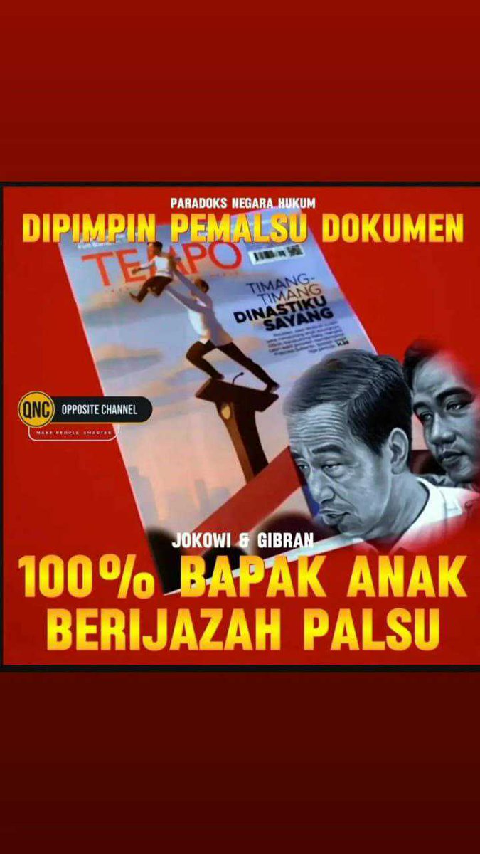 OjolNyambi's tweet image. JENDERAL BANYAK
PROF DR BANYAK
TAPI DITIPU MENTAH MENTAH OLEH BAJINGAN BEKAS PRESIDEN PALSU IJAZAH PALSU !!
KONSPIRASI JAHAT DAN BUSUK YANG DILINDUNGI !!
AYO REVOLUSI !!!
#GantungJokowiNegarawanPalsu
#GantungJokowiNegarawanPalsu