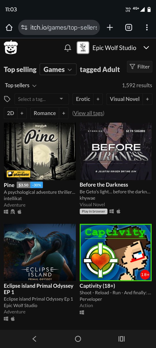 Happy to announce that we are at the top 3rd Best selling game on itch.io
👇👇
epicwolfstudio.itch.io/primalodyssey
