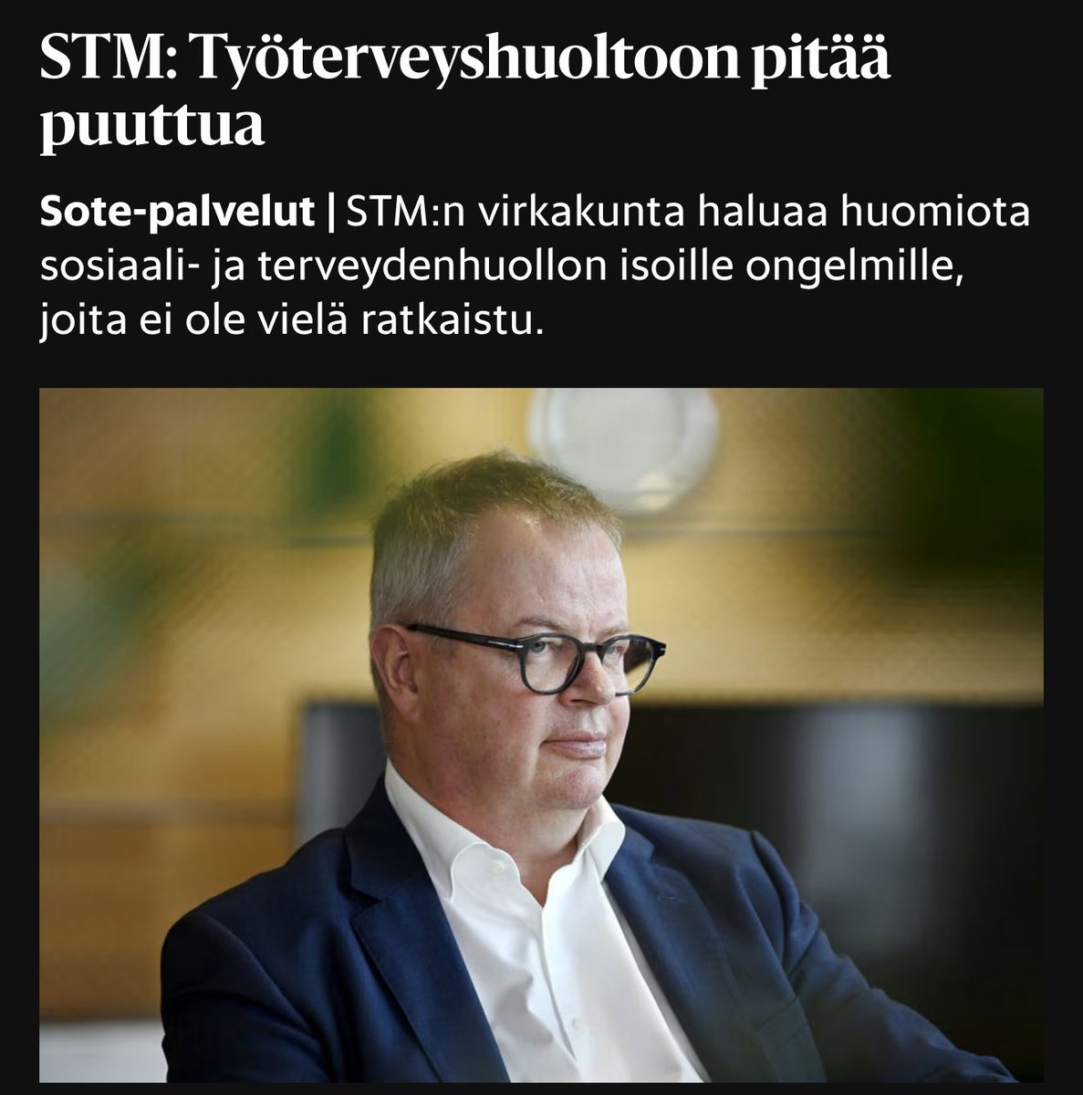 Toimii liian hyvin.

On yhdenvertaista, ettei mikään toimi ja siksi tuhotaan toimivat osat.

Oikeasti. Yksikään älykäs ihminen ei korjaa toimivaa järjestelmää. Siksi työterveyshuoltoon ei kosketa.