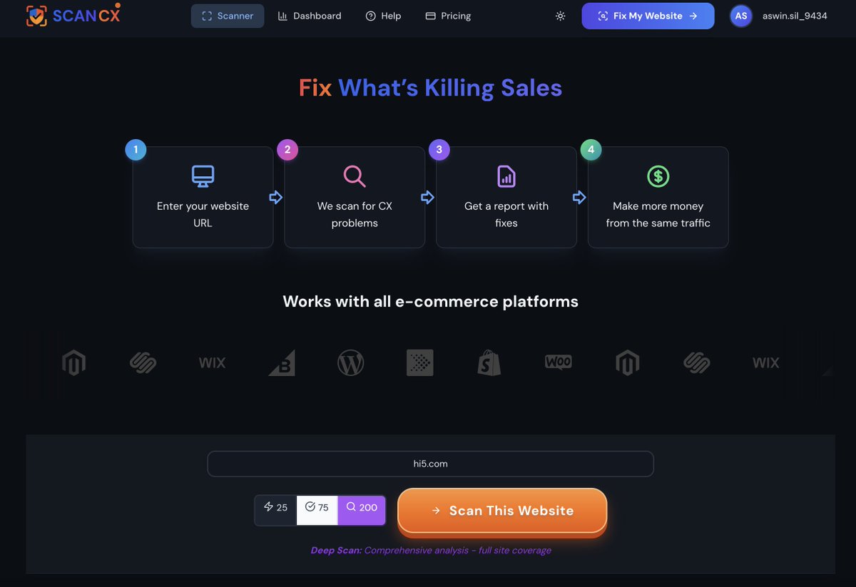 aswinsil's tweet photo. @scancxcom in dark mode hits different 🌙

Still testing the palette and shadows - but the vibe’s there. Tell me what more I can change?

#buildinpublic #indiehackers #startuplife #solobuilder #saas #webapp https://t.co/CArk8AIuQS
