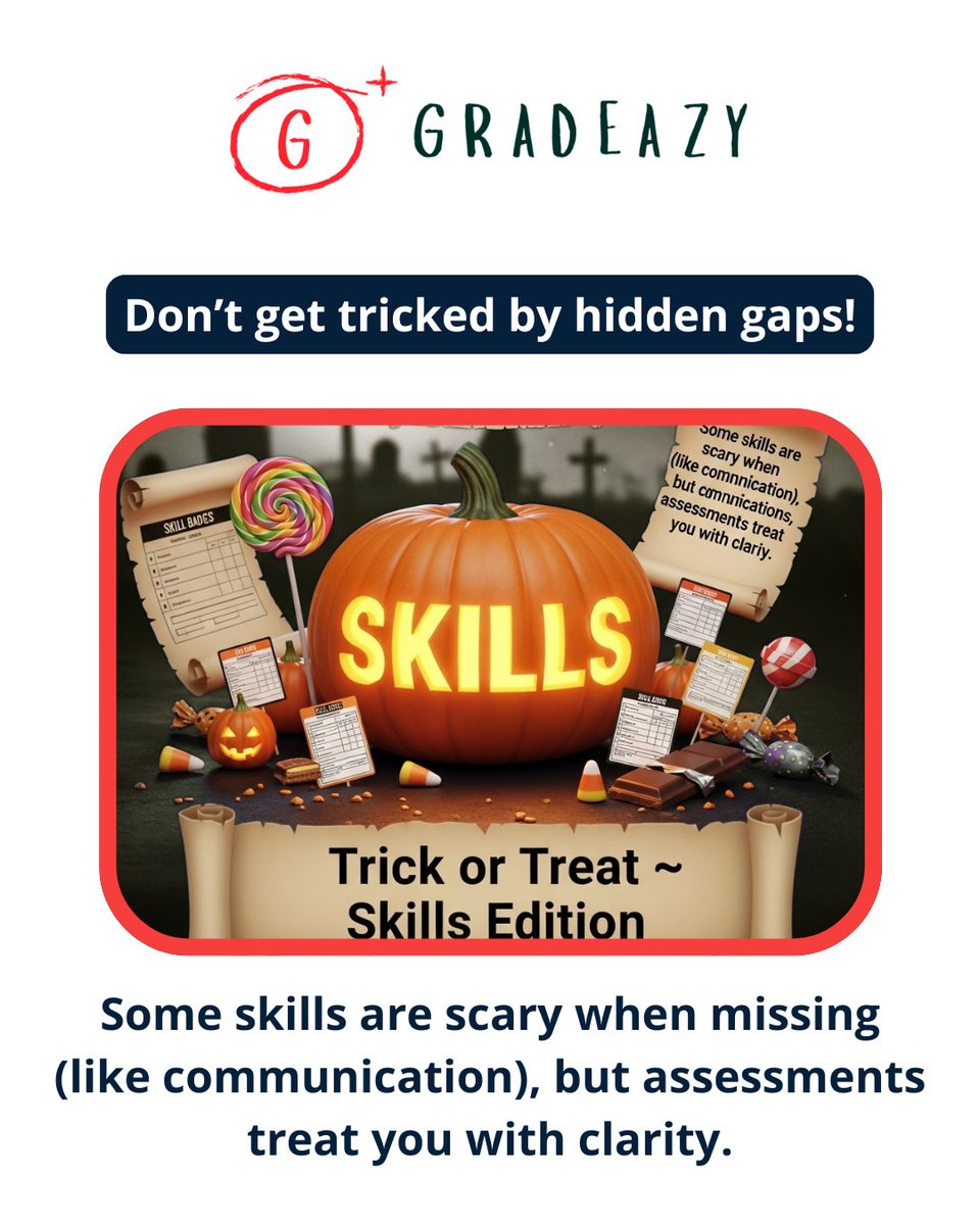 gradeazy's tweet image. Trick or treat skills

#HalloweenSkills #OctoberFun #TrickOrTreat #SkillDiscovery #HiddenSkills #OctoberTheme #FunEducation #TeamGrowth #SkillMatters #OctoberSpecial