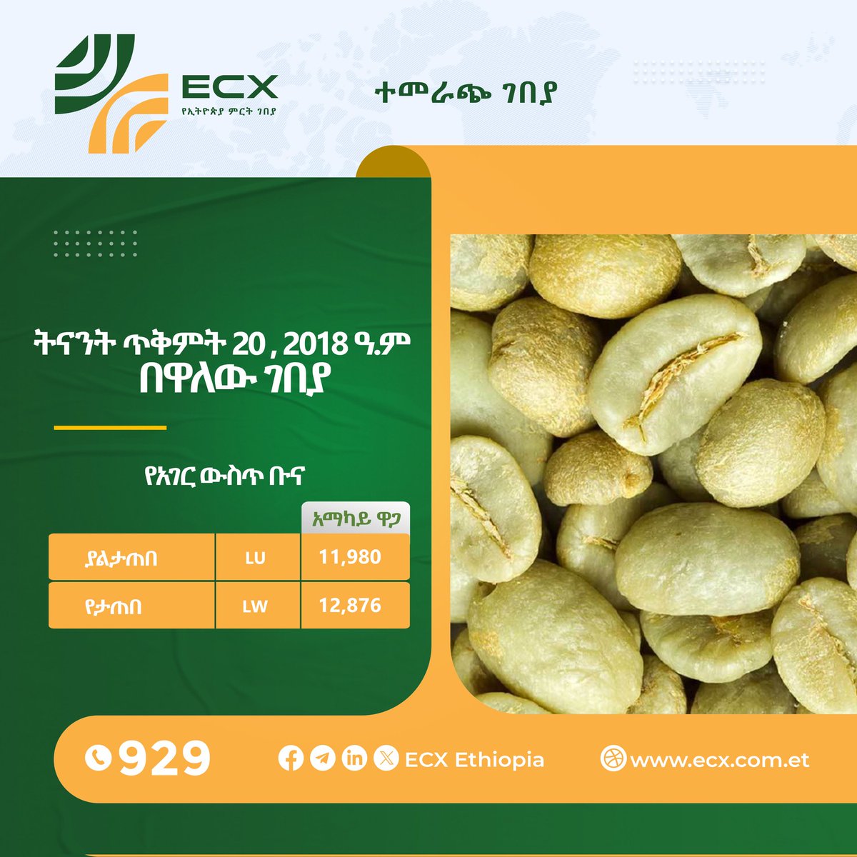 የግብርና ምርቶች የግብይት መረጃ
#Ethiopia #Commodity #Exchange (ECX)
#Commodity #Trade #Data