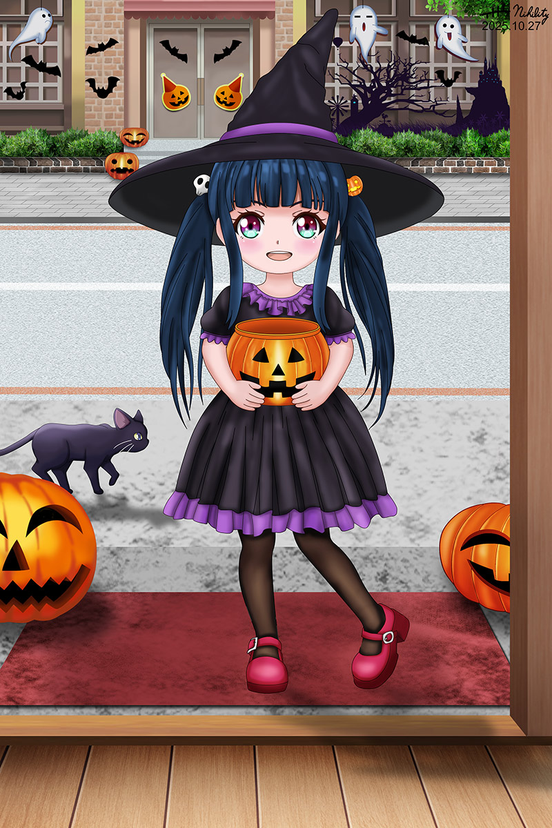 TsaiNihility's tweet photo. @mtt_75058 
ハロウィン(Halloween)

#原創 #動漫 #美少女 #繪畫 #電繪 #girl #オリキャラ #女の子 #創作 #oc #插畫 #illustration #painting #anime #アニメーション #アニメ #Halloween #ハロウィン #萬聖節 #南瓜 #幽靈 #蝙蝠 #巫婆 #巫師 #witch #女巫 #pumpkin https://t.co/SG2cl5x34j
