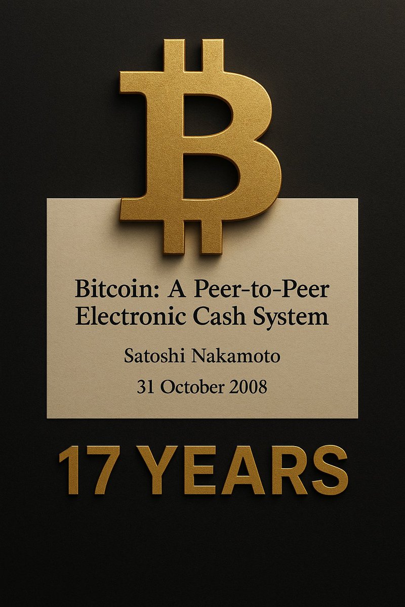 mete_baskaya's tweet image. On this day in 2008, the Bitcoin Whitepaper was released.
It introduced the idea of:
•Peer-to-peer transactions
•Decentralized trust
•Limited supply &amp;amp; digital scarcity

A 9-page paper that redefined money, trust, and the internet itself.
#BitcoinWhitepaper #CryptoHistory