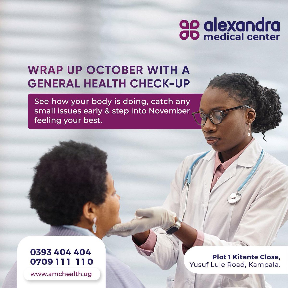 AMCHealthUG's tweet photo. As October comes to a close, take time to focus on you. A comprehensive health check-up helps you understand your body, detect early signs of potential issues and prepare to enter November feeling balanced, energized and in control of your well-being.
#GeneralHealthCheckUp https://t.co/YthZVH7YOu