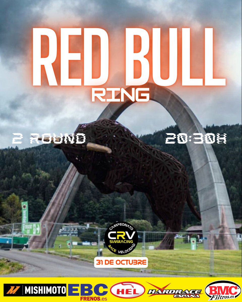 🔥 🔥 🔥
🟡 CAMPEONATO RACE💣 
└⚫️ 2 ROUND🎮
       └🟡 WE MAKE EXCITAMENT🏁
             └⚫️ RED BULL RING🏕 

20:30📺 youtube.com/@lobo_23?si=VJ…
21:30📺 twitch.tv/melogt_oficial 

#simracing #crv #campeonatorace #gocrv #wearecrv #gt7