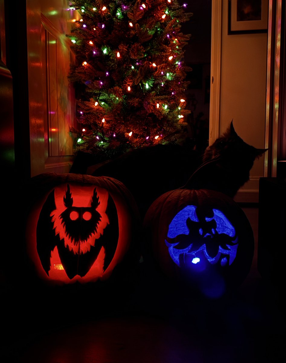 iamjusticegage's tweet photo. Happy Halloween from Mothman and Pumpkaboo!! 🎃 

(…and Shadow)

@InsCreativeTtl https://t.co/CGxlYP2ho5