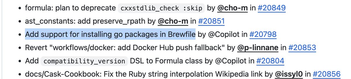 c18t's tweet image. なんかしれっと go パッケージを Brewfile で管理できるようになっとるな
github.com/Homebrew/brew/…
docs.brew.sh/Brew-Bundle-an…