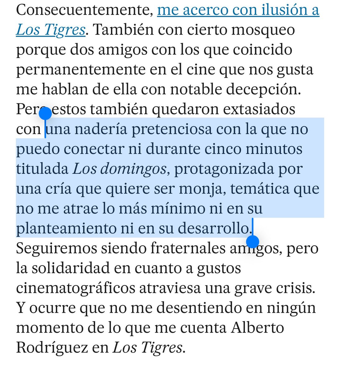 Hombre, por fin la crítica de Boyero de ‘Los domingos’.