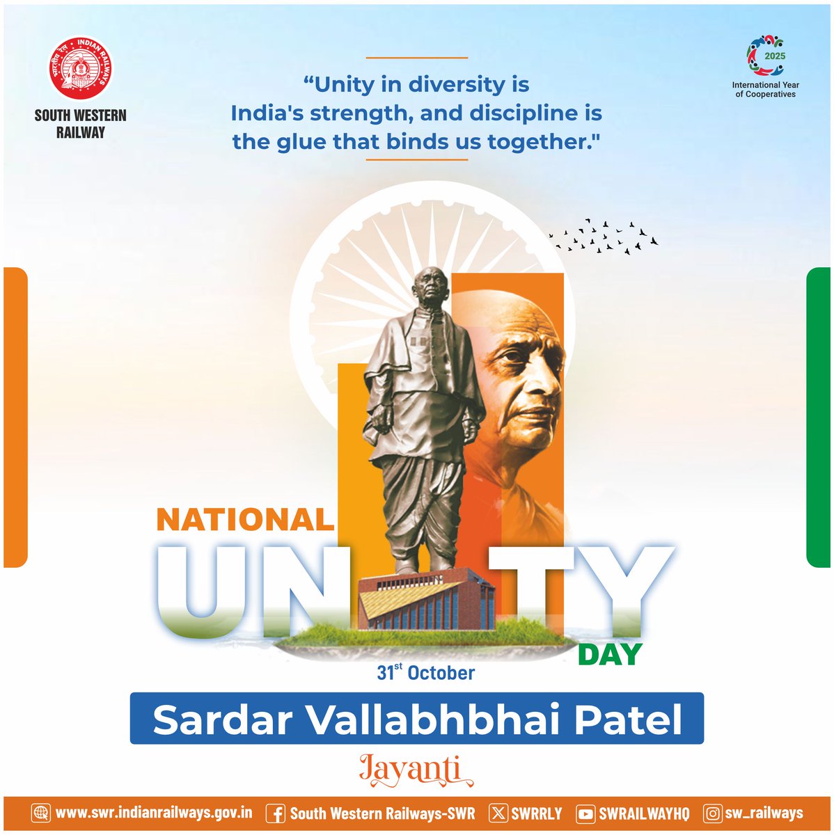 On the occasion of #NationalUnityDay , we honour the vision and legacy of the Iron Man of India, #SardarVallabhbhaiPatel , who united our nation with courage, conviction, and commitment.  Let’s stand together for unity, peace, and integrity. 🇮🇳 #RastriyaEktaDiwas