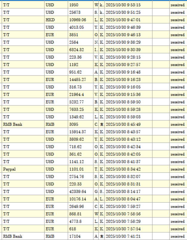 This is our company's payment record. Every day we receive transfers from friends and customers all over the world. Everyone enjoys doing business with us.

WhatsApp:8615874281317

Email:grace@kernal-automation.com

#automation#PLC#HMI#fan#sensor