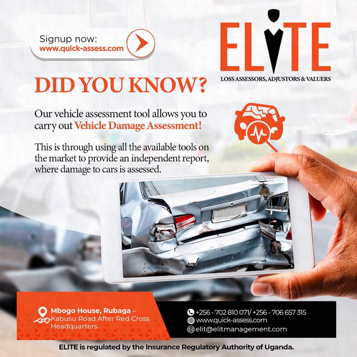 EliteAssessors's tweet photo. Has your car been involved in an accident?

Assess its damage via our assessment tool here: https://t.co/cPszlfq81a at your convenience from wherever you are! https://t.co/pfv6rEqFXE