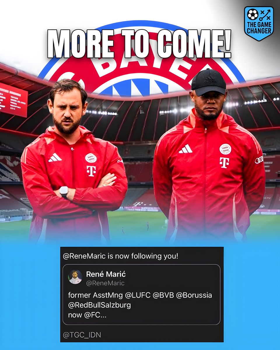 ⭐️ Sebuah kehormatan untuk di-follow oleh Rene Maric (Asisten Pelatih Bayern Munich dan Co-Owner Spielverlagerung).

Ini menjadi motivasi kami untuk terus mengedukasi sepak bola Indonesia dan membawanya menuju arah yang benar.

The Change Starts Now!