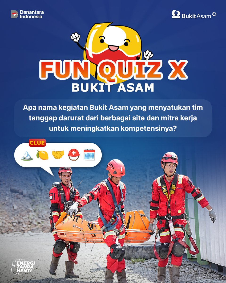 Bulannya mau selesai, tapi semangatnya TemanKita belum kaaan~

Biar makin semangat, ayo ikutan #FunQuiz Bukit Asam yang berhadiah masing-masing Rp100ribu untuk 3 orang yang beruntung 🌟