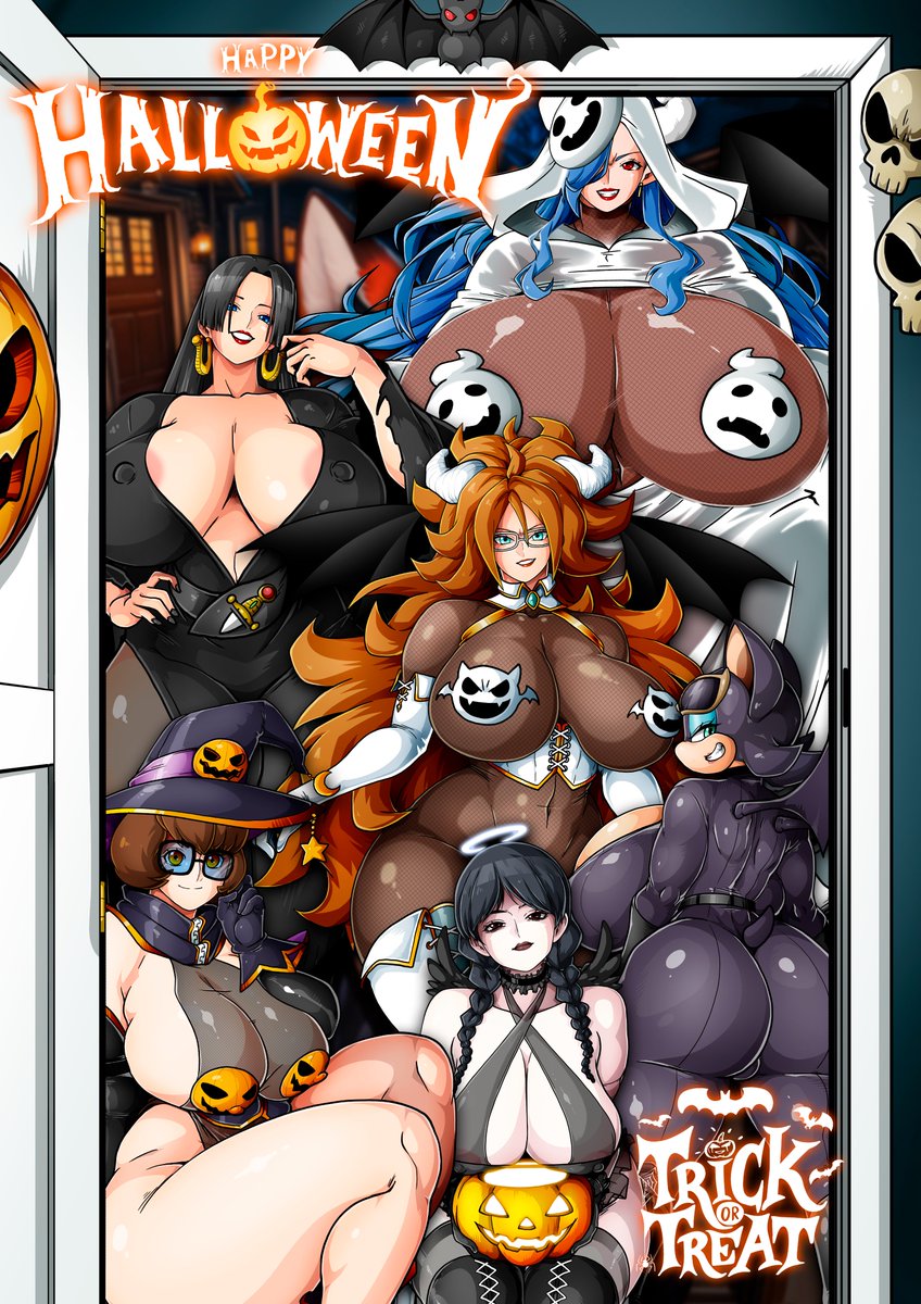 Witchkink00's tweet photo. KNOCK KNOCK!! 🎃 TRICK OR TREAT!!!

Look who’s out there asking for candy tonight 😏💋

All 6 Halloween girls I made for Patreon — now together in one spooky piece! 🕸🍬

You can grab their solo pics + alt versions over on Patreon 💀🖤
#Halloween #Art #Patreon #SpookyGirls https://t.co/0Ivn6ThgBW