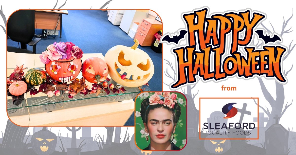 Happy Halloween from Sleaford Quality Foods, 🎃👻💀😱.

Our Innovation Team 😋 have been busy decorating pumpkins including our tribute to Frida Kahlo , the legendary Mexican painter 🎨🖌

Have a spooky night 😱

#Happyhalloween #FridaKahlo #sleafordqualityfoods #PumpkinSpice