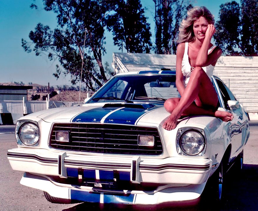 Charlie's Angel on her Ford Mustang Cobra II.  She was a Corpus Christi girl.