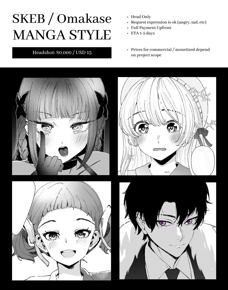 vhyrie_'s tweet image. ✒️SKEB-Like! Manga Style Commissions Open!

80K / 15USD per headshot

Personal use only 
Can be displayed in stream or used as a thumbnail (daily stream only)

DM if you are interested
Thank you!

#commissionsopen #Vtuber