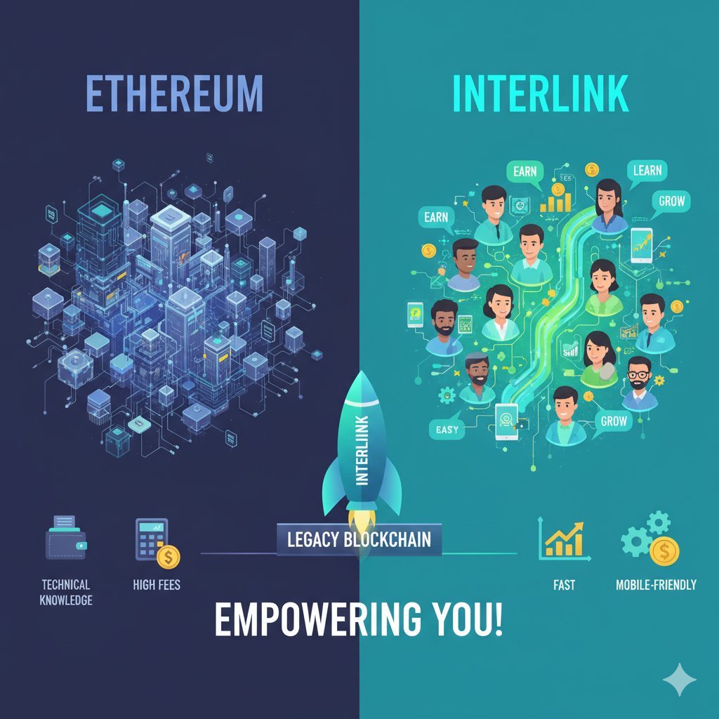 🚀 Why Interlink is a Game-Changer Compared to Ethereum 💎

The world of blockchain is evolving fast, but not all platforms impact users the same way. While Ethereum laid the foundation for decentralized networks, Interlink is taking it a step further by empowering millions to