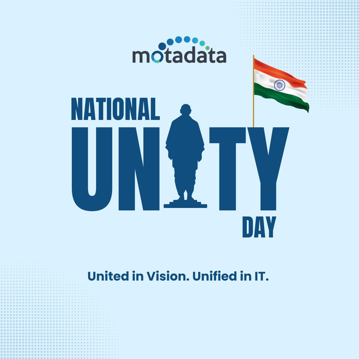 MotadataSystems's tweet image. United in spirit, unstoppable in action. 

On #NationalUnityDay, we honour Sardar Vallabhbhai Patel, the Iron Man of India, whose vision of strength through unity reminds us that true progress begins when we move forward together. 

#powerofunity  #onenationonevision