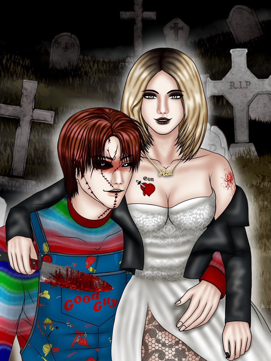 spicydelphi's tweet photo. ෴🎃。゚ #Haluween2025 ゚。🎃෴
#AzuGun as Chucky and Tiffany
The ultimate killer couple is back!
Hellishly perfect match, doubly deadly, and ready to kill! 🔥💀🔪 https://t.co/mxfFT2VLBM