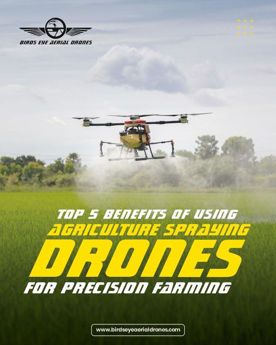 Spraying drones are leveling up agriculture — precision, efficiency &amp; sustainability rolled into one. Learn the top 5 benefits in our new blog. 🔗 birdseyeaerialdrones.com/top-5-benefits…
 #PrecisionAg #DroneTech #AgInnovation #FarmTech #Sustainability