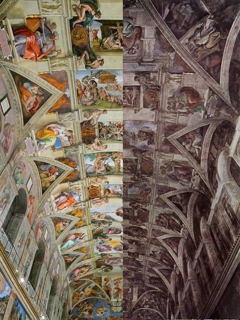 La restauration des fresques la chapelle Sixtine a duré 14 ans. Lancée en 1980, la campagne se terminera en 1994. L'attention sera portée sur les fresques réalisées de la main de Michel-Ange.

Visite virtuelle : museivaticani.va/content/museiv…