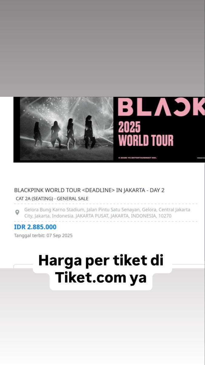 shirobloon's tweet photo. Hallo, mau jual tiket Blackpink Day 2, Cat 2A. Nego boleh, DM aja. Enggak jadi nonton soalnya anak sakit dan opname di RS. Thank you

#BLACKPINK #BLACKPINKinJAKARTA #BLACKPINK_WORLDTOUR2025 #forsale https://t.co/V4EeG3ZCrR