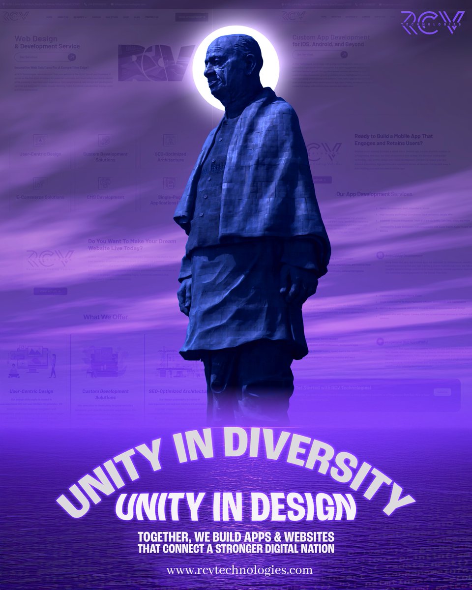rcvtechno's tweet image. 𝐍𝐚𝐭𝐢𝐨𝐧𝐚𝐥 𝐔𝐧𝐢𝐭𝐲 𝐃𝐚𝐲 🇮🇳
A reminder that unity isn’t built - it’s designed.
At RCV Technologies every website, every app, and every line of code reflects one belief -
When ideas unite, nations rise.

#NationalUnityDay